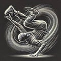 Breakdance Spin Illustrate a breakdancer in a spinning move with Royalty Free Stock Photo
