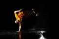 Breakdance style dancer in water