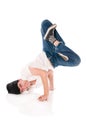 Breakdancer on lotus position Royalty Free Stock Photo