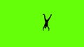 Breakdancer silhouette dancing, slow motion, Green Screen
