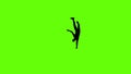Breakdancer silhouette dancing on a stage against colorful spotlights in slow motion, Green Screen