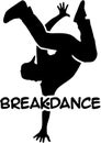 Breakdancing silhouette with word