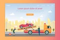 Towing Service Vector Landing Page with Copy Space