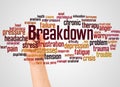 Breakdown word cloud and hand with marker concept Royalty Free Stock Photo