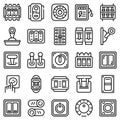 Breaker switch icons set, outline style