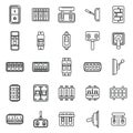 Breaker switch icons set outline vector. Cable chopper