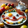 A breakfast arranged on a plate AI generated Royalty Free Stock Photo