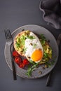 Breakfast avocado sandwich with fried egg and tomato Royalty Free Stock Photo
