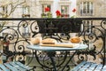 Breakfast on the balcony in Paris in springtime Royalty Free Stock Photo
