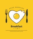 Breakfast banner with a heart shaped fried egg Royalty Free Stock Photo