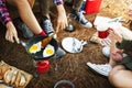 Breakfast Bean Egg Bread Coffee Camping Travel Concept Royalty Free Stock Photo
