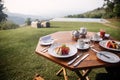 Breakfast with a beautiful view to the valley Royalty Free Stock Photo