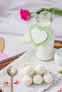 Breakfast in bed on Valentine's day Royalty Free Stock Photo