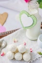 Breakfast in bed on Valentine's day Royalty Free Stock Photo