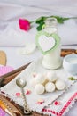 Breakfast in bed on Valentine's day Royalty Free Stock Photo