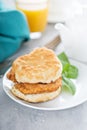 Breakfast biscuit with chicken Royalty Free Stock Photo