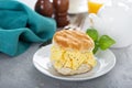 Breakfast biscuit with soft scrambled eggs Royalty Free Stock Photo