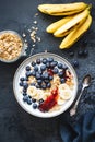 Breakfast bowl with berries, granola, yogurt Royalty Free Stock Photo