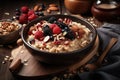 breakfast bowl with oatmeal, berries, and nuts for a boost of energy