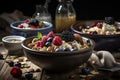 breakfast bowl with oatmeal, berries, and nuts for a boost of energy