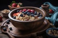 breakfast bowl with oatmeal, berries, and nuts for a boost of energy