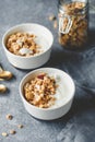Breakfast bowls with organic granola Royalty Free Stock Photo