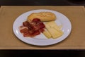 Breakfast with bread, cheese and Spanish serrano iberico ham in Pamplona, Spain Royalty Free Stock Photo