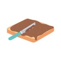 breakfast bread with chocolate cream appetizing delicious food, icon flat on white background