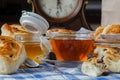 Breakfast with Bread Roll with raisins and cottage cheese filling