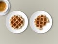 Breakfast set of waffles and coffee. Royalty Free Stock Photo