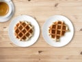 Breakfast set of waffles and coffee. Royalty Free Stock Photo