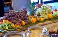 Breakfast buffet with seasonal fresh fruits Royalty Free Stock Photo