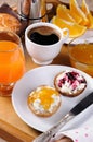 Breakfast of bun with ricotta Royalty Free Stock Photo