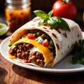 Breakfast burrito, mexican american breakfast food, convenient wrap