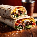 Breakfast burrito, mexican american breakfast food, convenient wrap