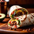 Breakfast burrito, mexican american breakfast food, convenient wrap