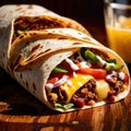 Breakfast burrito, mexican american breakfast food, convenient wrap