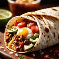 Breakfast burrito, mexican american breakfast food, convenient wrap