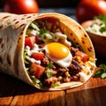 Breakfast burrito, mexican american breakfast food, convenient wrap