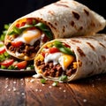 Breakfast burrito, mexican american breakfast food, convenient wrap