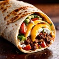 Breakfast burrito, mexican american breakfast food, convenient wrap