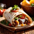 Breakfast burrito, mexican american breakfast food, convenient wrap