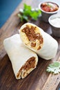 Breakfast burrito with chorizo and egg Royalty Free Stock Photo