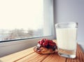 Breakfast Cake milk window caring Royalty Free Stock Photo