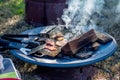 Breakfast camp cooking Royalty Free Stock Photo