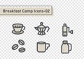 Breakfast camp element flat line icon set isolated on white background ep02 Royalty Free Stock Photo