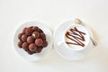 Breakfast with cappuccino and chocolate cake Royalty Free Stock Photo