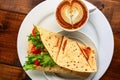 Breakfast with cappuccino and sandwich Royalty Free Stock Photo