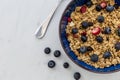 Breakfast cereal bowl with blueberries and fruit Royalty Free Stock Photo