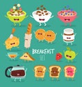 Breakfast cereal dish coffee toast fruit cheese Royalty Free Stock Photo